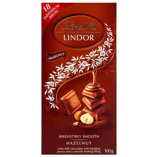 Lindt Lindor Hazelnut Swiss Chocolate 100g (18 Individual Pieces) - GiftstoNepal.com | GTN