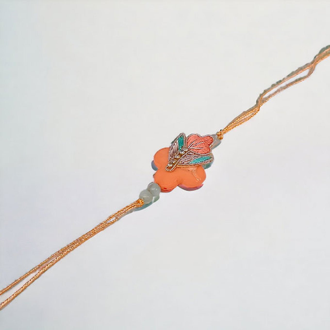 Orange Leaf With Pearl Rakhi for Brother - GiftstoNepal.com | GTN