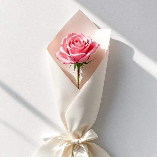 Single Pink Rose In Bouquet