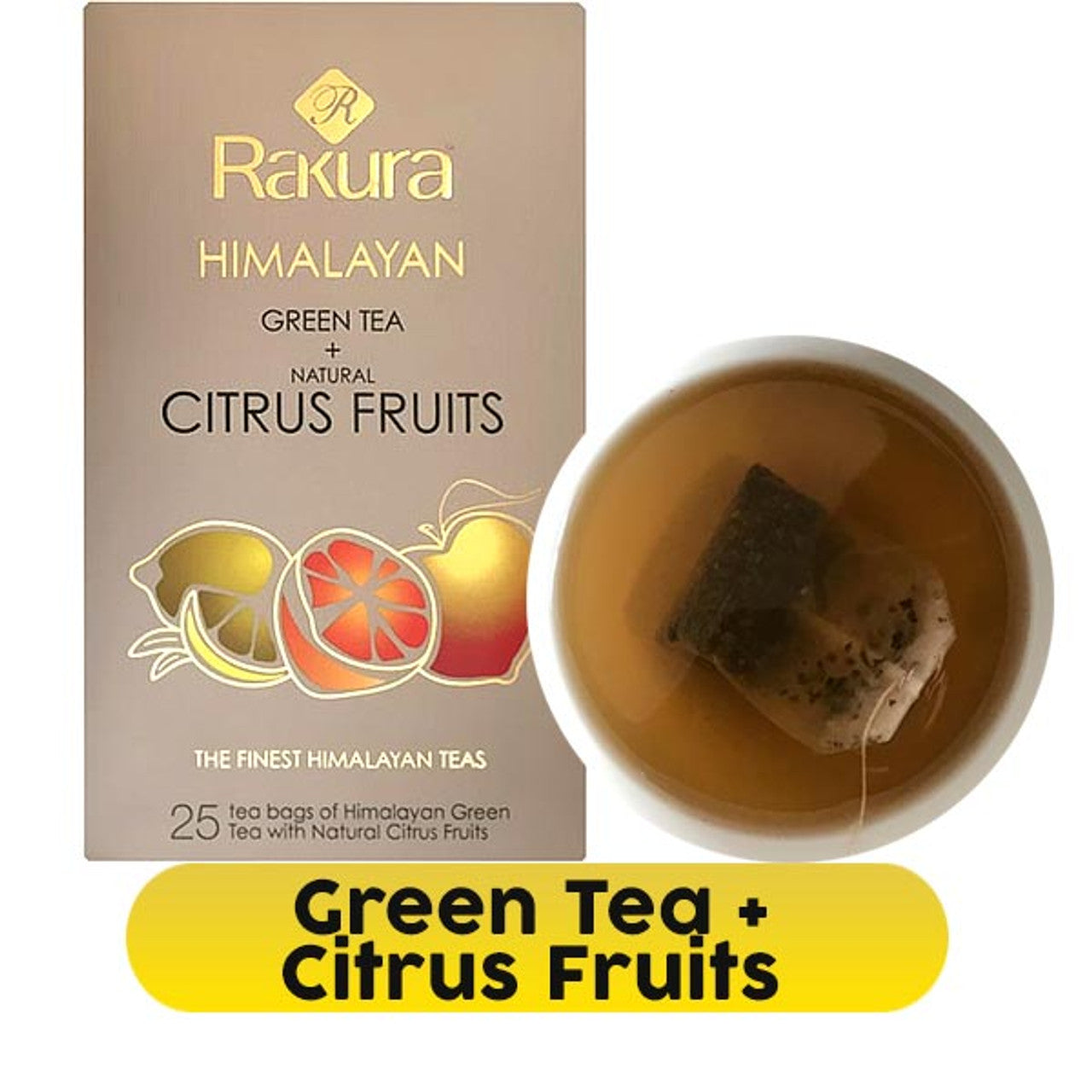 Rakura Himalayan Green Tea With Natural Citrus Fruits (25 Tea Bags)
