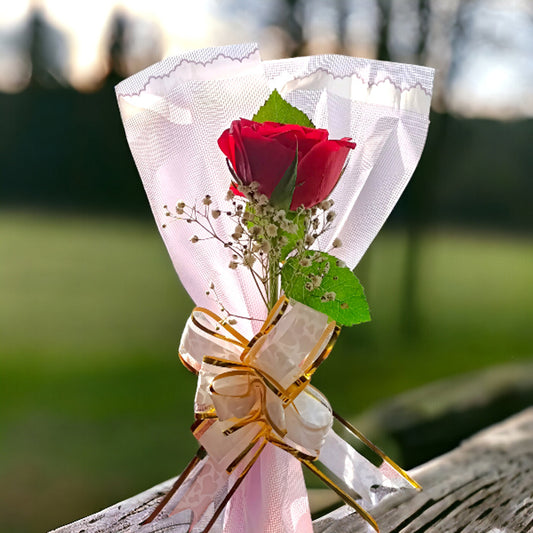 Single Red Rose Bouquet