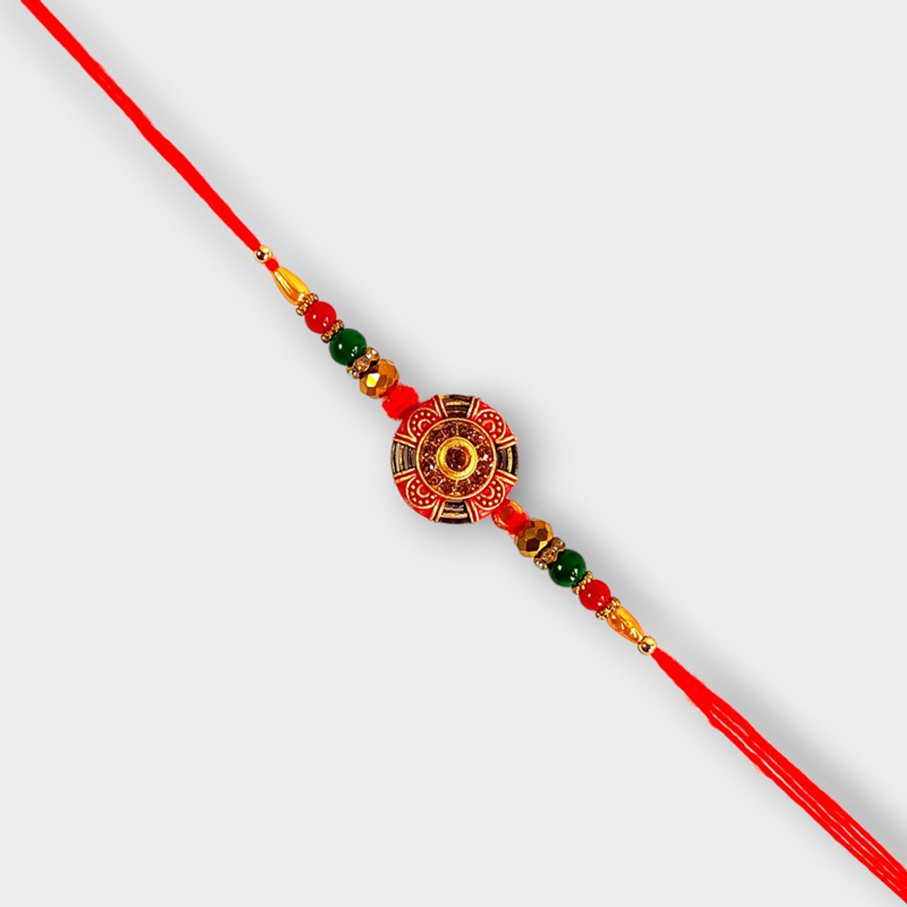 Round Golden - Red Rakhi For Brother - GiftstoNepal.com | GTN