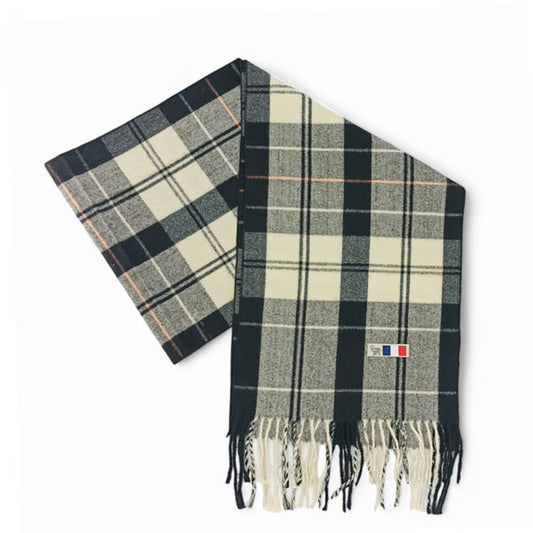 Men's Woolen Muffler – Black & White Checks