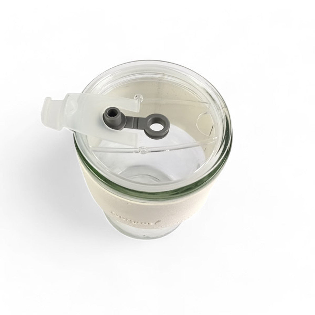White Glass Tumbler with Straw – 400ml