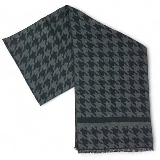 Classic Black & Gray Plaid Muffler For Men