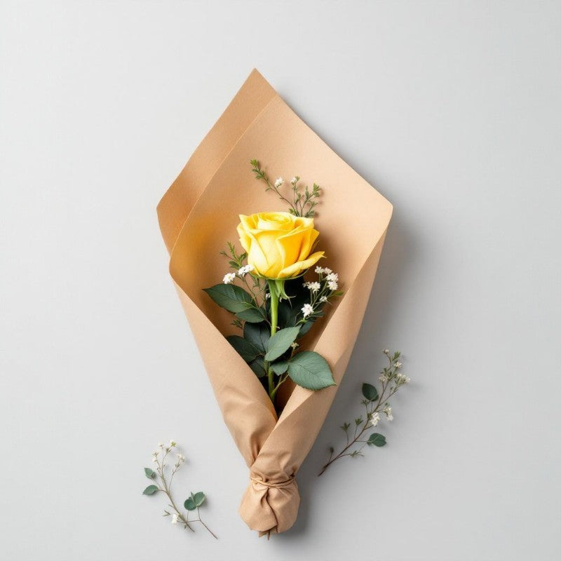 Single Yellow Rose In Bouquet