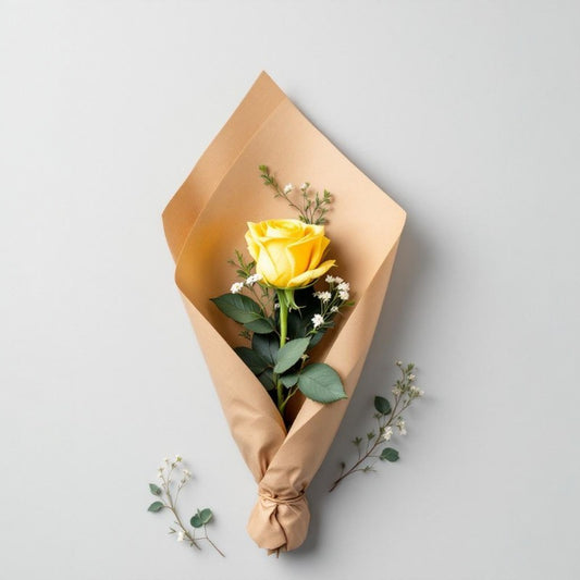 Single Yellow Rose In Bouquet
